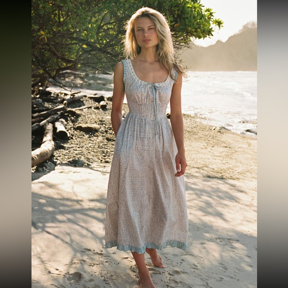 NWT Christy Dawn Bleu Phlox Sleeveless Maxi Dress with Ruffle Details Size Small - Picture 3 of 9